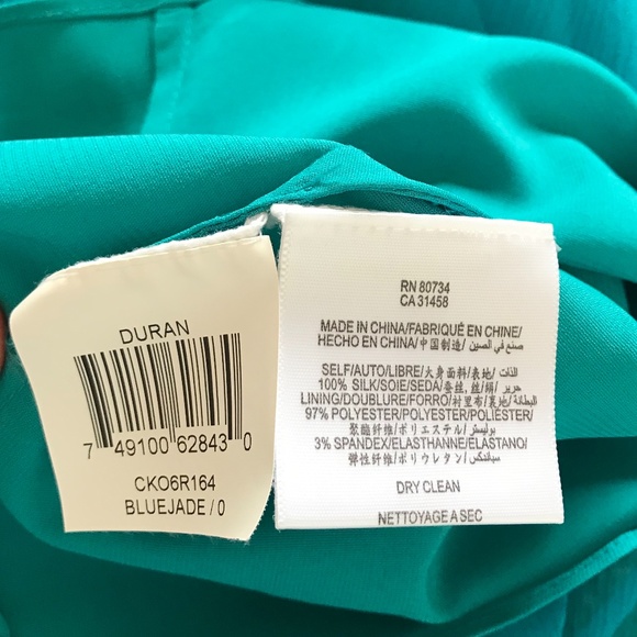 BCBGMAXAZRIA Strapless Silk Turquoise Dress Size 0 - Picture 7 of 8